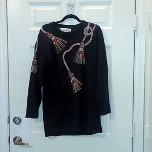 VTG 80’s Cleopatra Beaded Sequin Pearl Jewel Print sweater